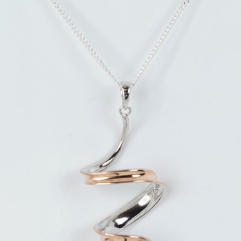 Sterling Silver/Rose Gold Plated Twist Pendant and Chain